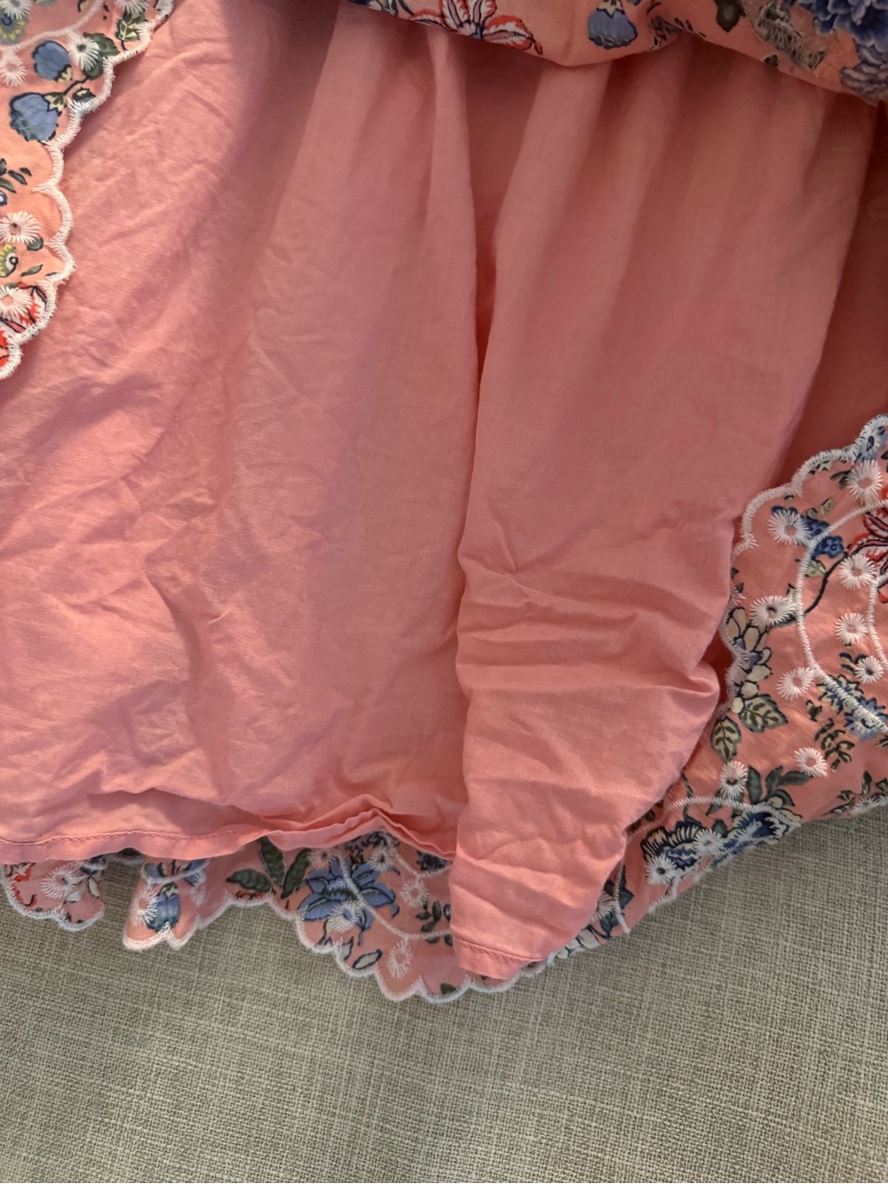 LOFT Pink Floral Tiered Cotton Dress with Blue Blooms - Picture 7 of 7